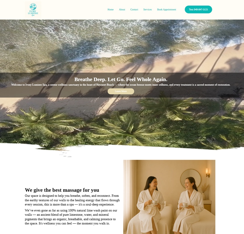 Ivory Lumiere Spa Website Created by Dadigitalsense Marketing