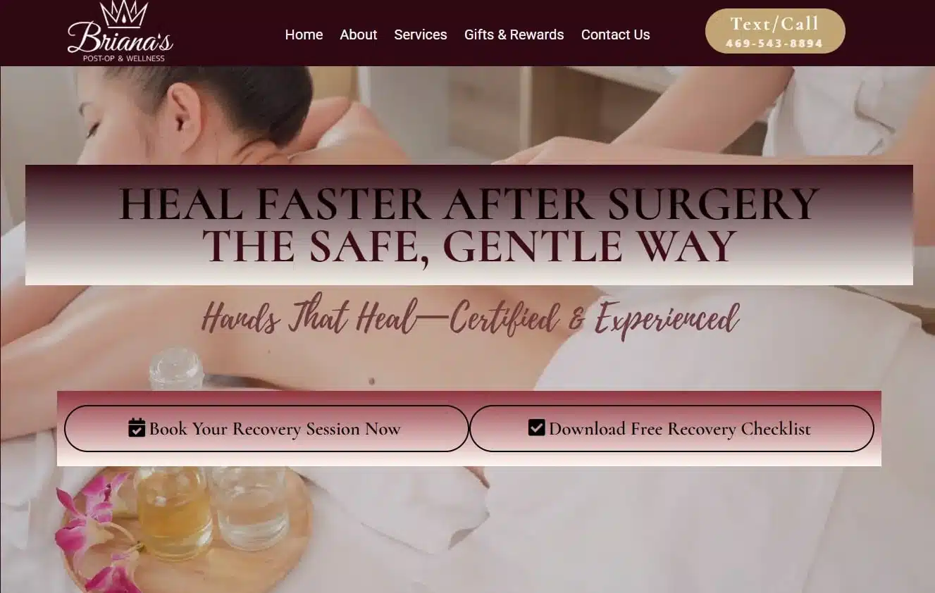 Brianas Post op and Wellness Website Designed Dadigitalsense
