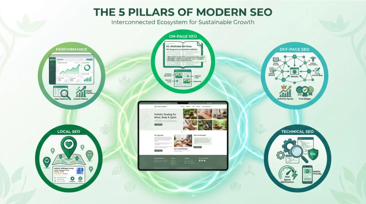 five pillars seo ecosystem integrative medicine scaled
