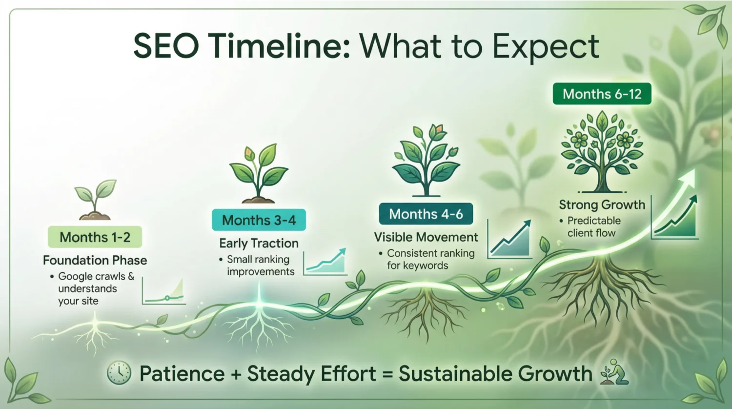 seo timeline realistic expectations holistic practices scaled